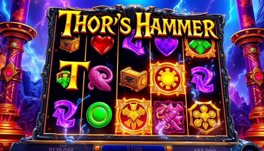 Generate an image of Thor's Hammer slot machine game