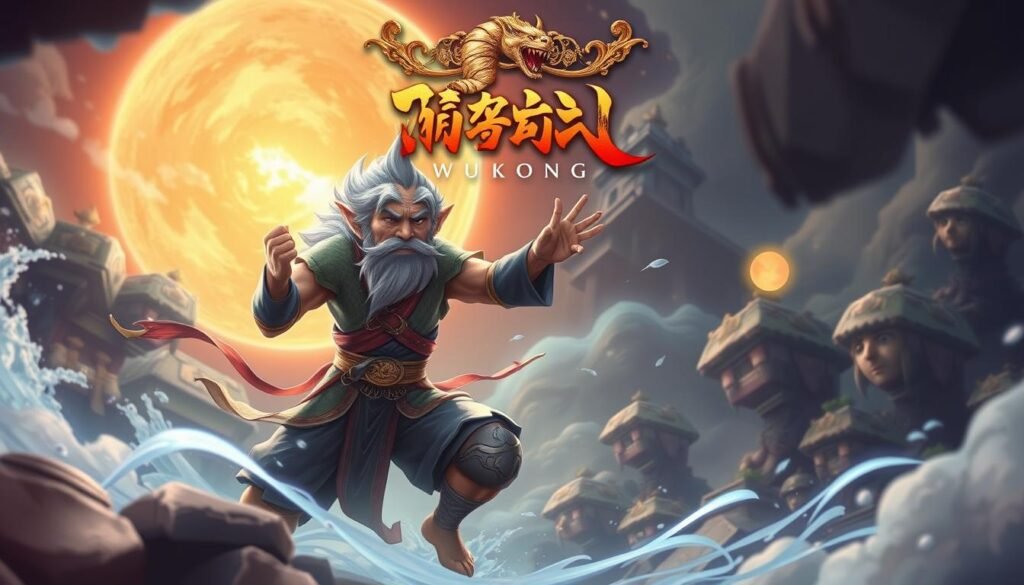 生成《孫行者》遊戲的圖片，展現其豐富的遊戲介面和多樣化的獎勵機制。